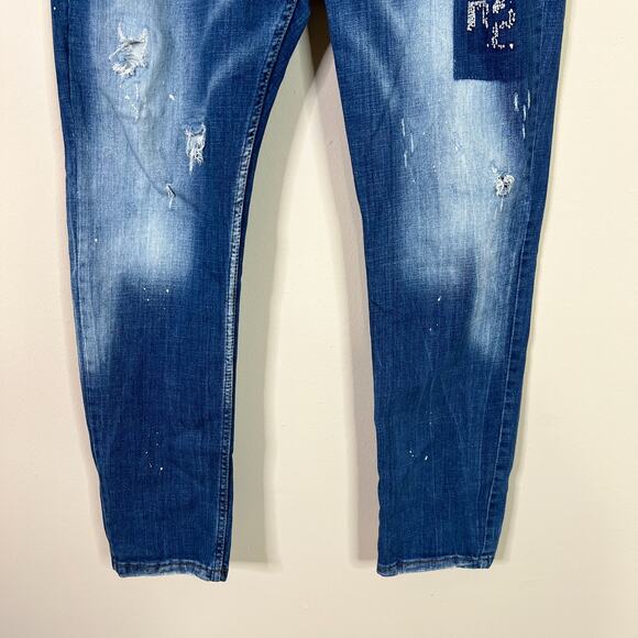 DSQUARED2 | Men’s Icon Distressed Slim Medium Wash Designer Blue Jeans 54 US 44 - Picture 7 of 12